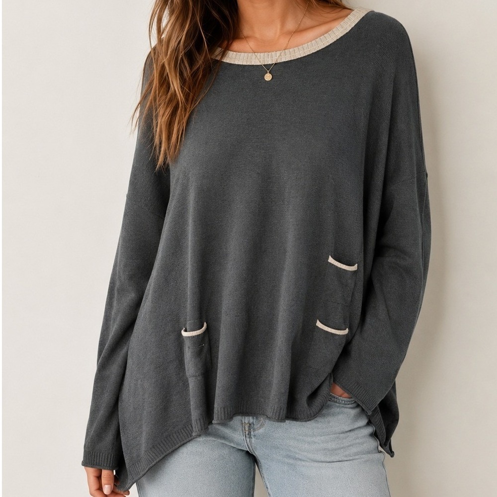 Mersea Oversized Catalina Knit Traveler Sweater OS Coastal Minimalist Beach Chic
